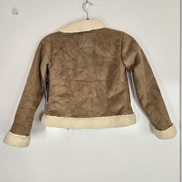 Limited Too girls Moto Jacket 7/8 Khaki Sherpa Tan‎ Neutral NWT Outerwear Zipper - Picture 3 of 13